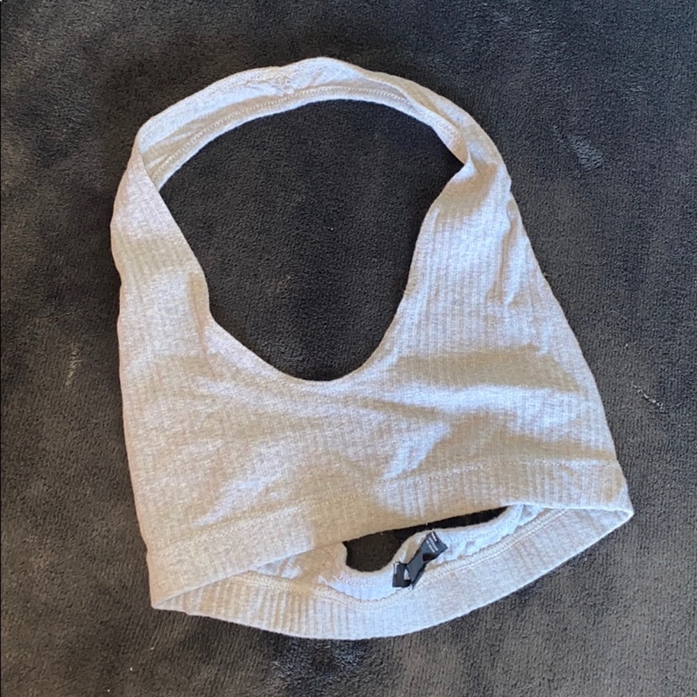 Grey cropped halter top
